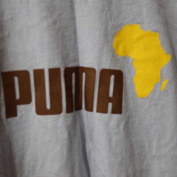 Puma Africa Light Blue Spellout Logo Tshirt Medium - Picture 3 of 8